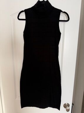 Sleeveless Black Turtleneck Knit Dress